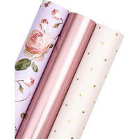 GESCHENKPAPIER 3 Rollen Mini-Rolle 43,2 cm x 3,05 m Rosa Roségold Designs - Multicolor, Papier (10/4/44cm)