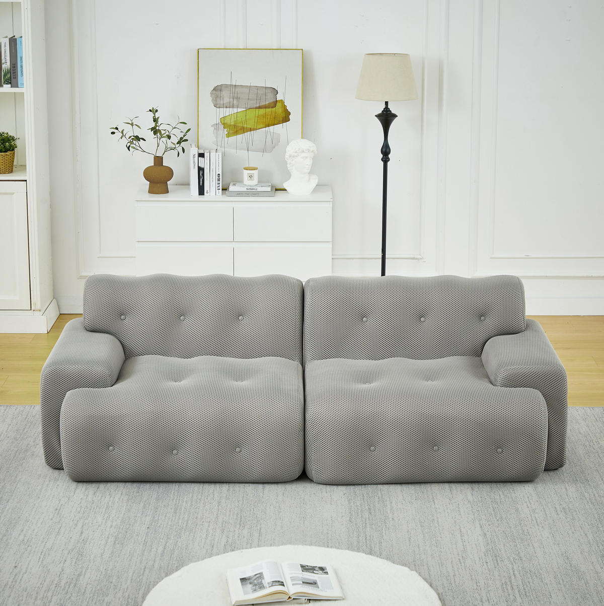 2-SITZER 224/104/66 cm grau aus Gewebe montagefrei - Grau, Textil (104/66/224cm) - OKMYHOME