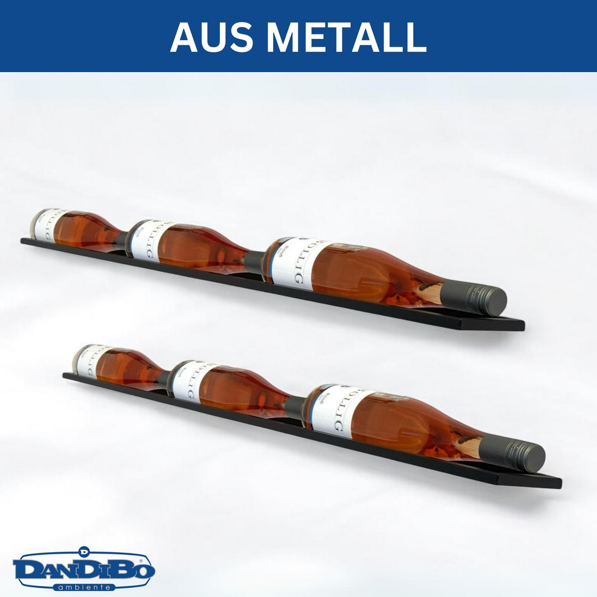 WEINREGAL 2er Set für 6 Flaschen Schwarz Metall 96639 - Schwarz, Metall (100/2.5/9cm) - DanDiBo