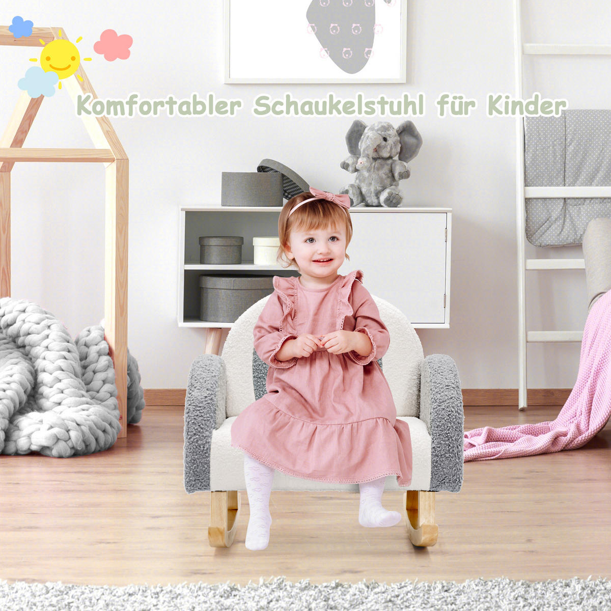 KINDERSOFA 51cm Grau - Grau, Holz (50/51/51cm) - COSTWAY