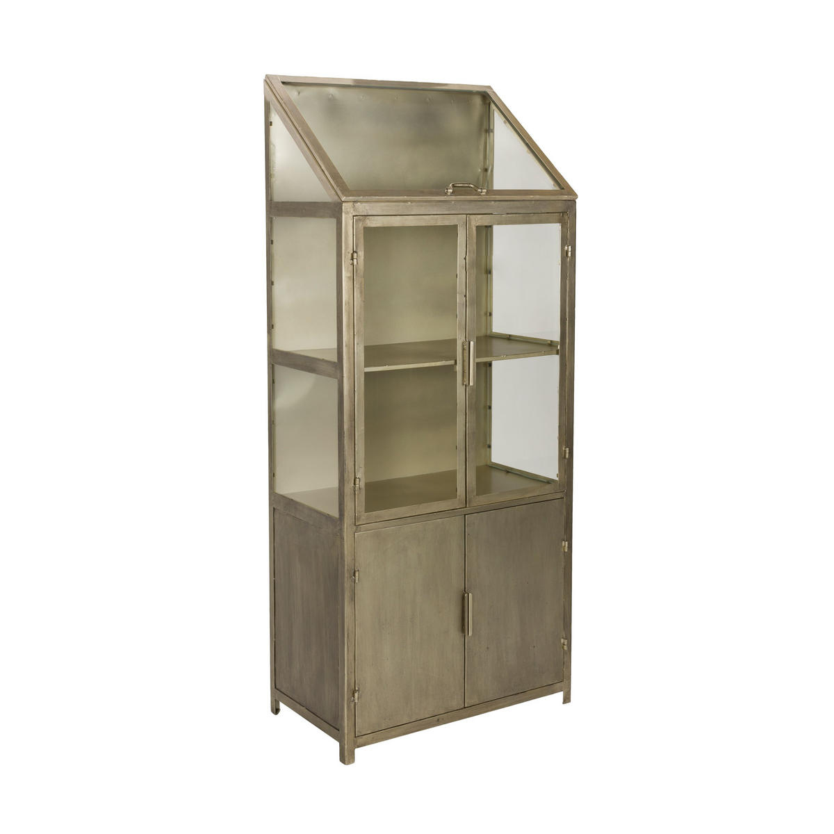 VITRINENSCHRANK Monviso - Grau, Metall (64/151/35cm) - Dutchbone