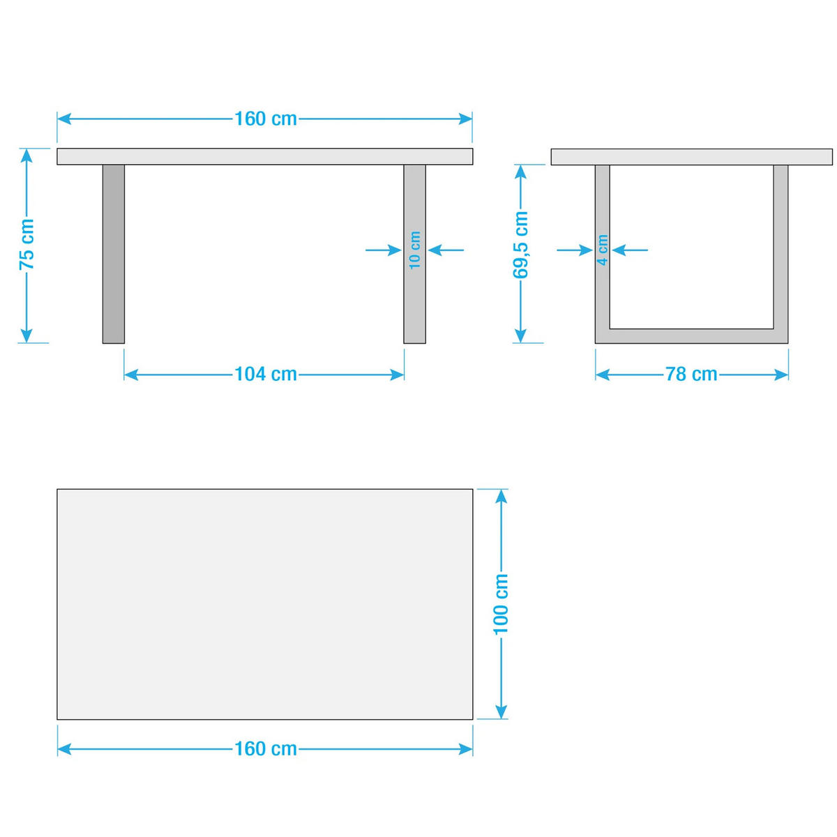 ESSTISCH - Eiche massiv - Braun, Holz/Metall (100/160/75cm) - home24