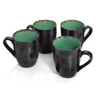 KAFFEEBECHER SET PALM BEACH - 4 teilig aus Steingut - Grün, Keramik (23/14/21cm) - Sänger