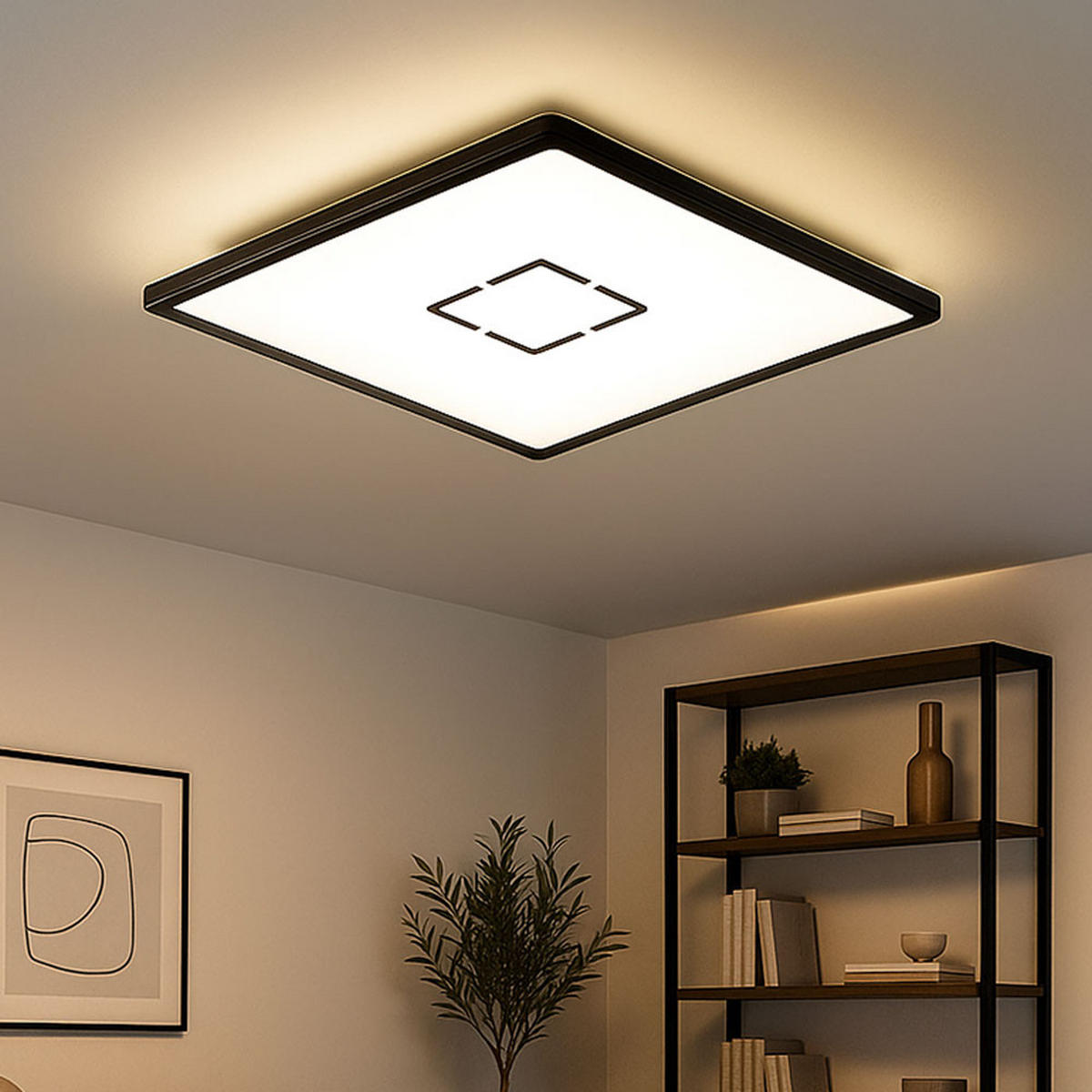 LED DECKENLEUCHTE Schwarz Backlight quadratisch - Schwarz, Kunststoff (42/42/2.9cm) - Briloner