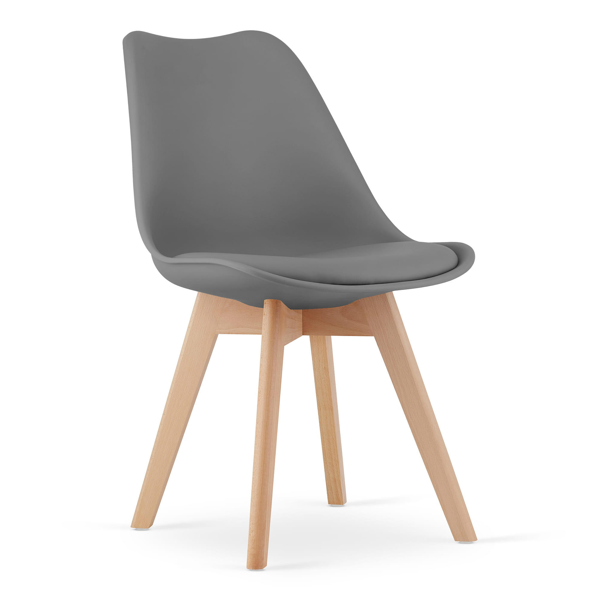 STUHL DOZZA 1 Stück, Grau Kissen aus Kunstleder - Hellgrau, Holz/Kunststoff (49/82/43cm) - Komodee