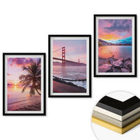 WANDBILDER 3er-Set - 40x60 cm Schwarzer Rahmen - Sonnenuntergangsbrücke Landschaft - Schwarz, Kunststoff (40/60cm) - ArtPrintCave