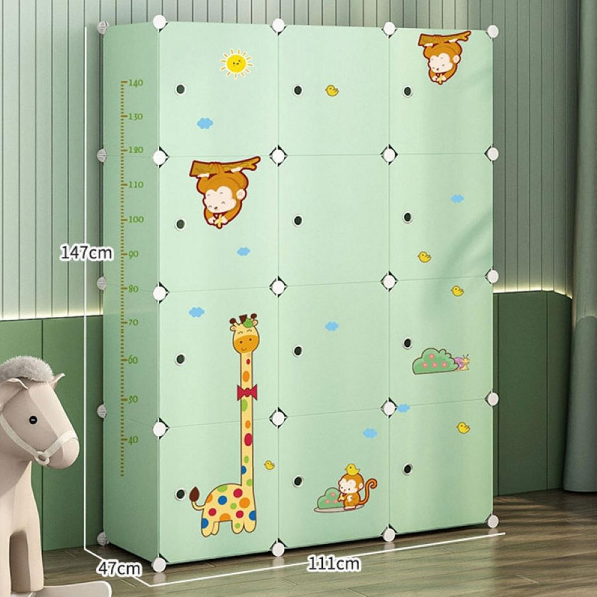 KINDERKLEIDERSCHRANK, grün 111/47/147 cm - Grün, Kunststoff (47/147/111cm) - Rebiko