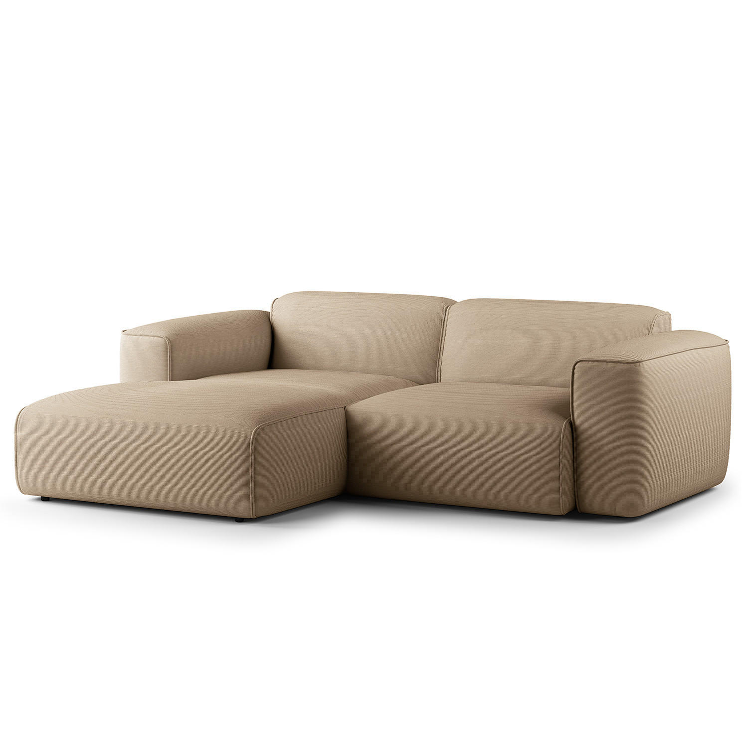 ECKSOFA mit XL-Longchair - Taupe/Schwarz, Kunststoff/Textil (260/171cm) - home24