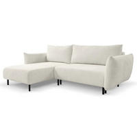 ECKSOFA DELI, Eckcouch in L-Form mit Schlaffunktion und Bettkasten, Farbe: Beige, Bouclé-Stoff, Ottomane Links - Beige, Textil (257/171cm) - Sepro Meble