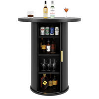 BARTISCH Rund Stauraum MDF Holzoptik Schwarz - Schwarz, Metall (60/60/91.6cm) - FLIEKS
