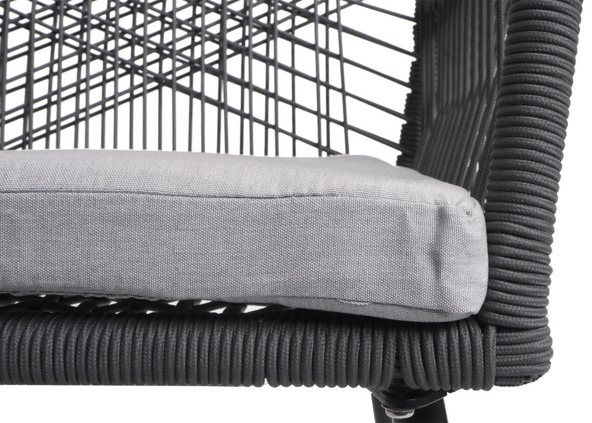 GARTENSTUHL 2er-Set 81x54x62cm Aluminium Seilgeflecht Rope Anthrazit - Anthrazit, Metall (54/81/62cm) - PROREGAL