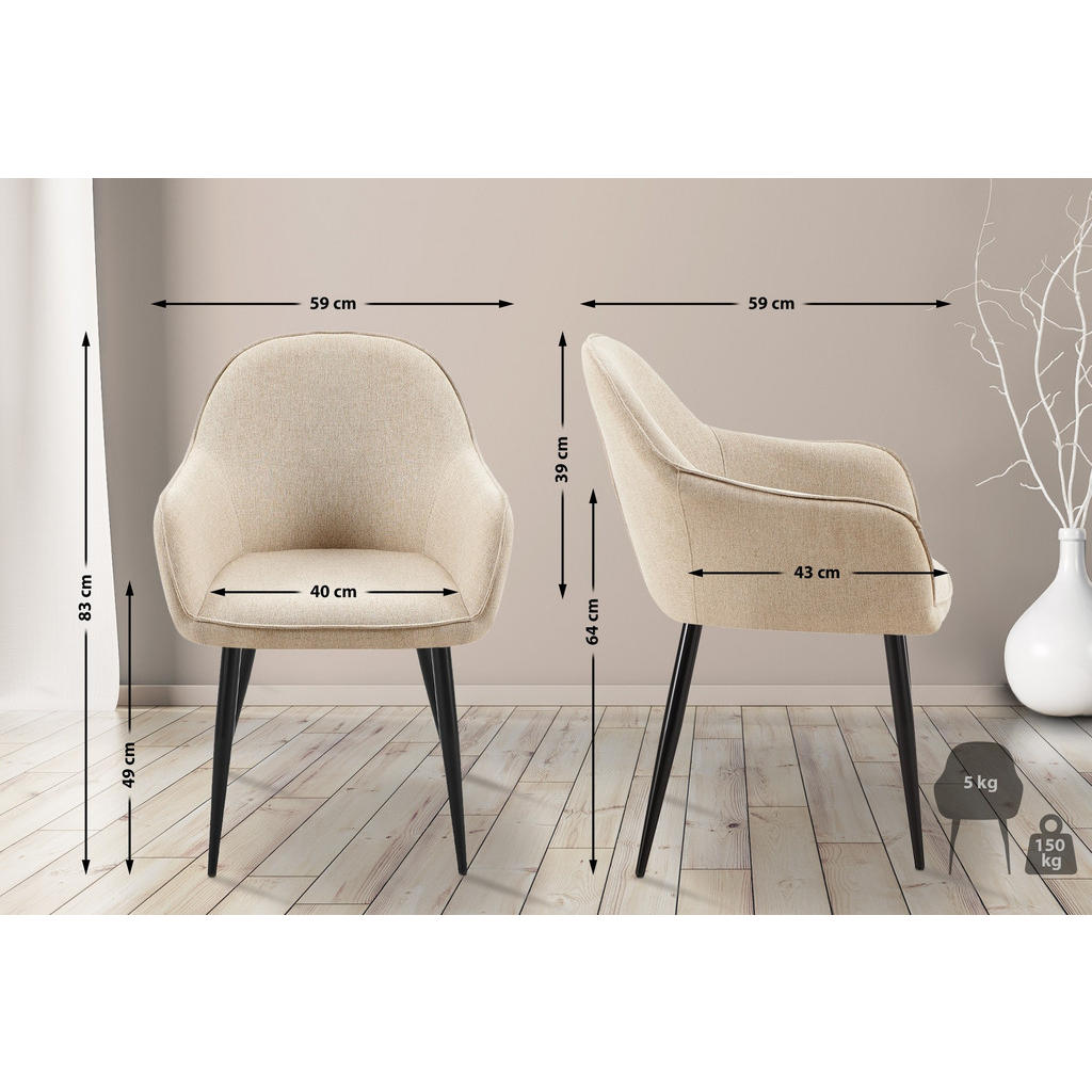 Thumbnail - CLP Wohnzimmerstuhl, Taupe, Textil, 60x84x60 cm, Esszimmer, Stühle, Esszimmerstühle