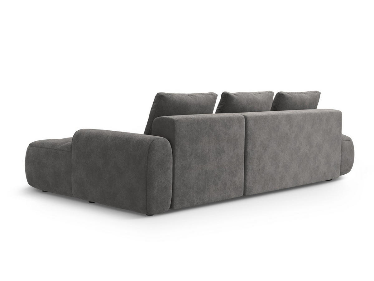 AUSKLAPPBARES-ECKSOFA rechts mit Container Linz aus Samt grau 3 Sitzplätze - Grau, Textil (142/275cm) - Cosmopolitan Design