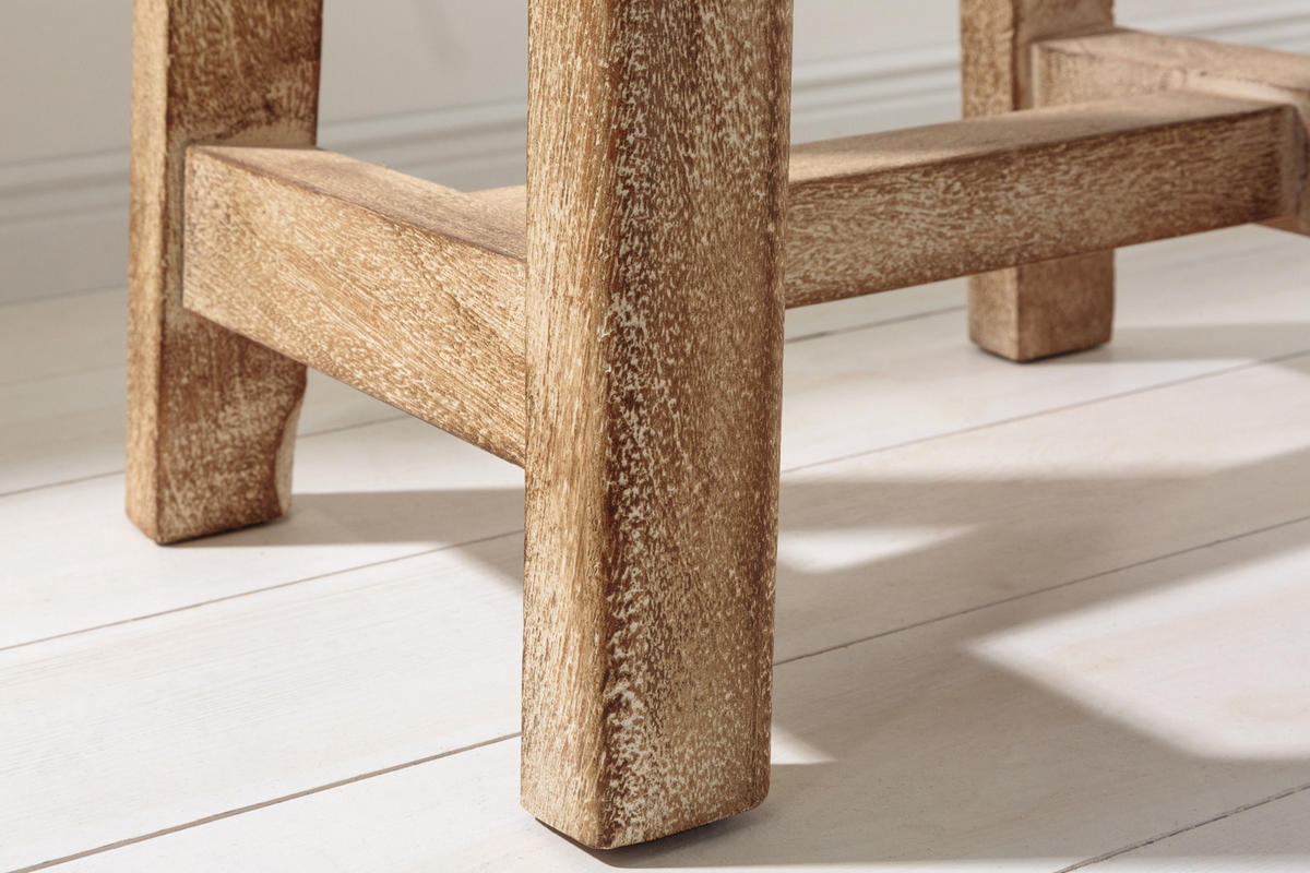 HOCKER FINCA Mango Beige 45 cm - Beige/Braun, Mangoholz/Holz (40/45/30cm) - riess-ambiente