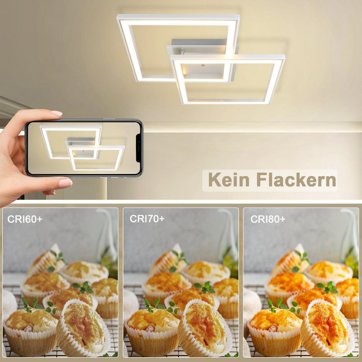 LED-DECKENLEUCHTE Maximilian 45/45/7 cm - Weiß, Metall (45/45/7cm) - Nettlife