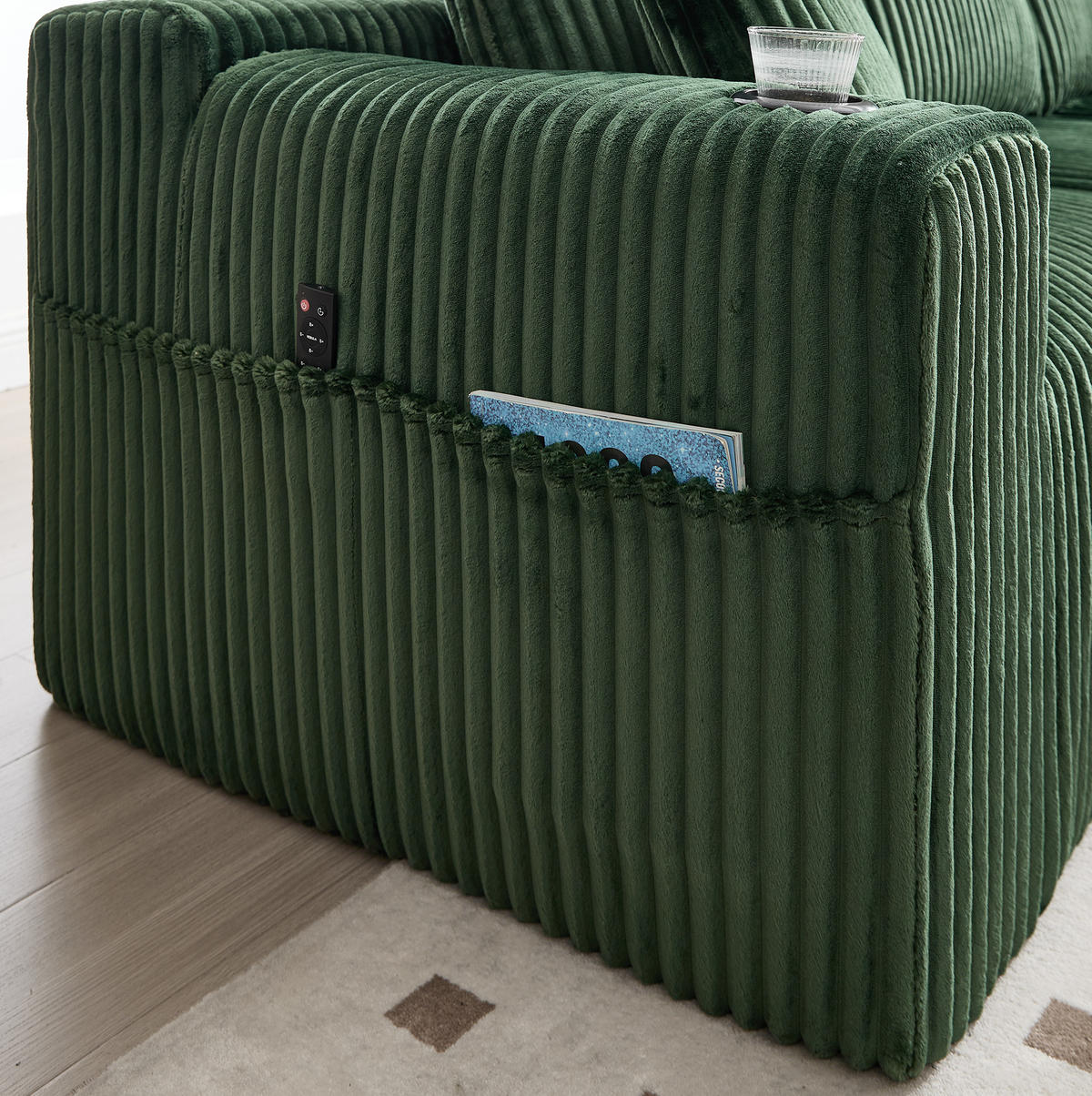 ECKSOFA 257/90-160/62 cm Smaragd aus Cord mit Chaiselongue - Smaragdgrün, Textil (160/257cm) - OKMYHOME