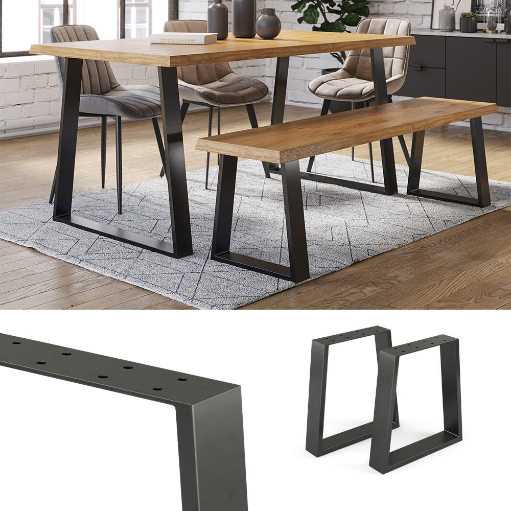 TISCHBEINE Schwarz 40 x 42 cm Trapezförmig - Schwarz, Metall (40/42/8cm) - Vicco