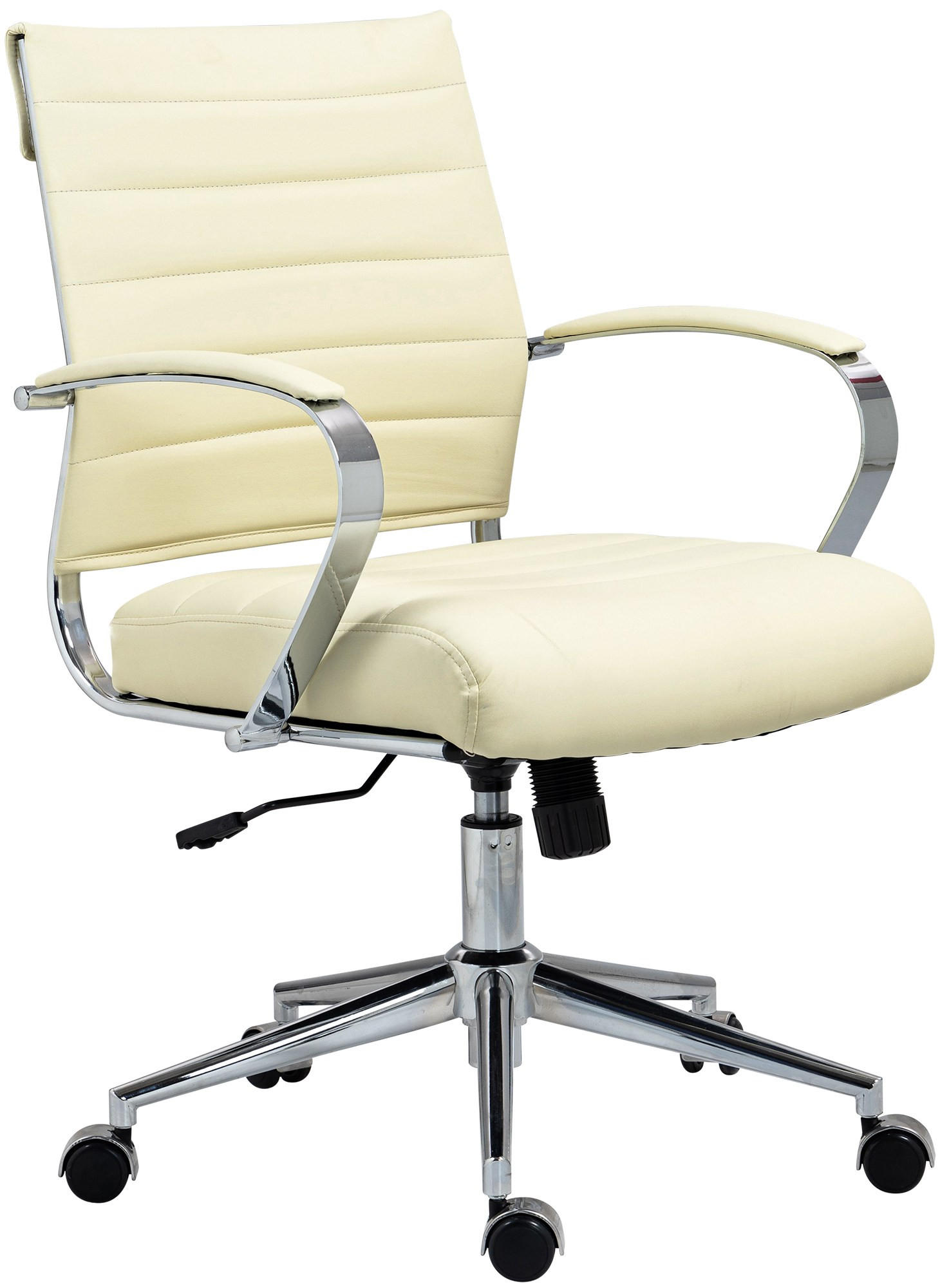 DREHSTUHL Lederlook creme - Chromfarben/Creme, Leder/Textil (57/90/62cm) - CLP