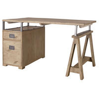 SCHREIBTISCH Mango 140x78x80 whitewash lackiert RAILWAY #329 - Beige, Holz (78/140/80cm) - Massivmoebel24