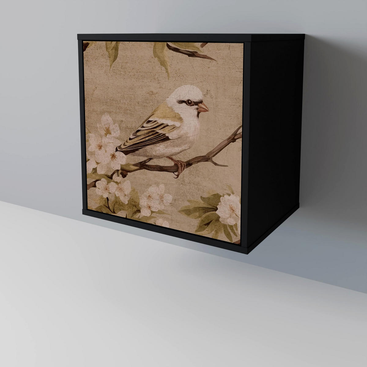 SIDEBOARD PETAL DISTINGUISH, Schwarz, 57,5x42x70,5 cm, Schwarze Metall-Sternfüße - Multicolor/Schwarz, Holzwerkstoff/Metall (57.5/70.5/42cm) - SpaceRebels