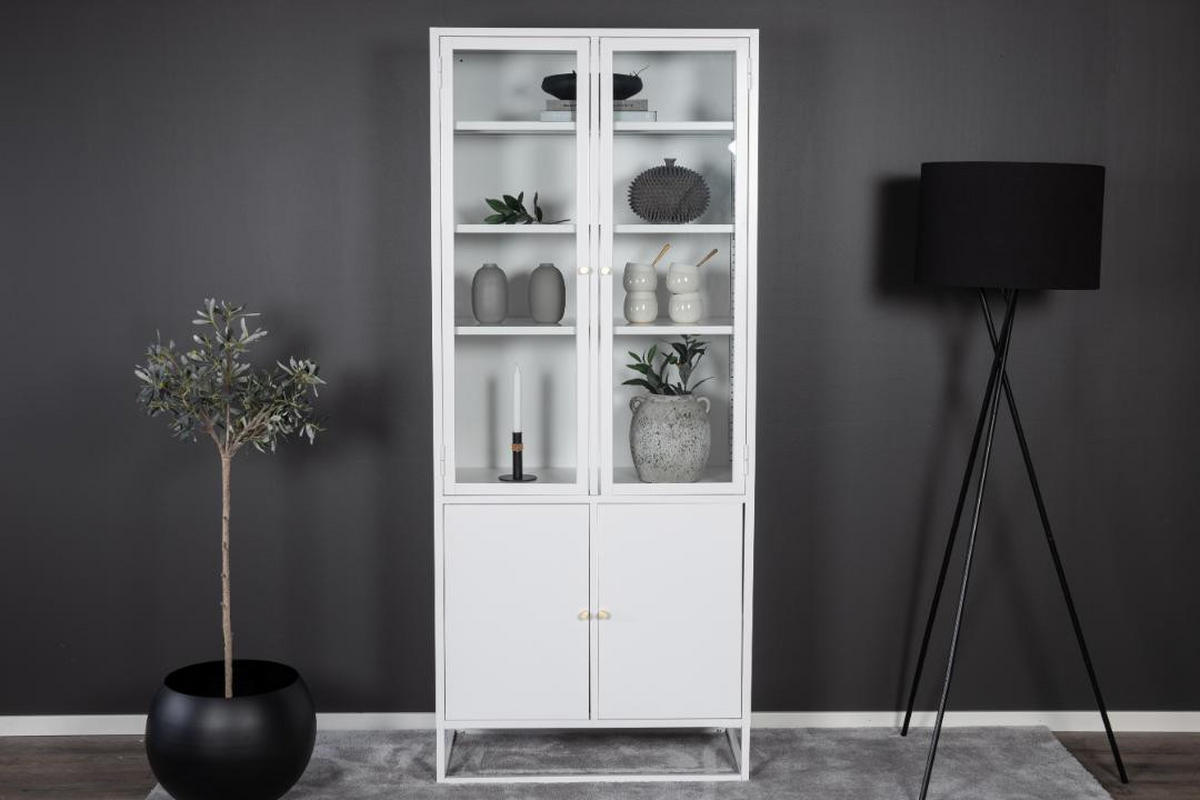 VITRINENSCHRANK, Bakal, Weiß, Stahl, 80 x 41 x 190 cm - Weiß, Metall (80/190/41cm) - ebuy24