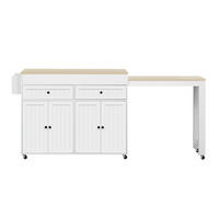 KÜCHENINSEL 112–180,5×45×92,2 cm aus MDF mit ausziehbarer Arbeitsplatte, weiß-natur - Weiß, Holzwerkstoff (45/92.2/180.5cm) - Luhomfu
