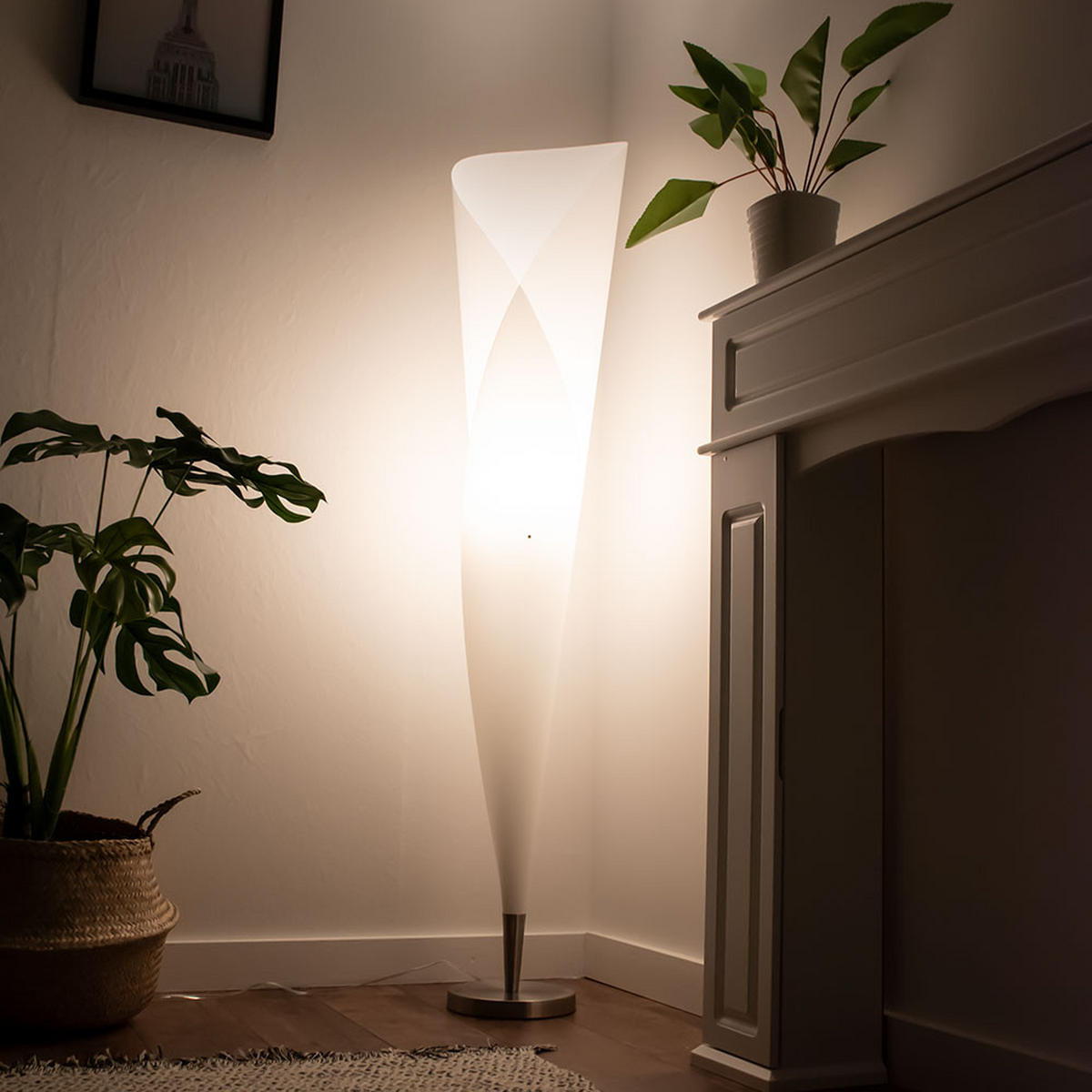 LED STEHLEUCHTE Metall Weiß matt - Weiß, Metall (30/35/143.5cm)