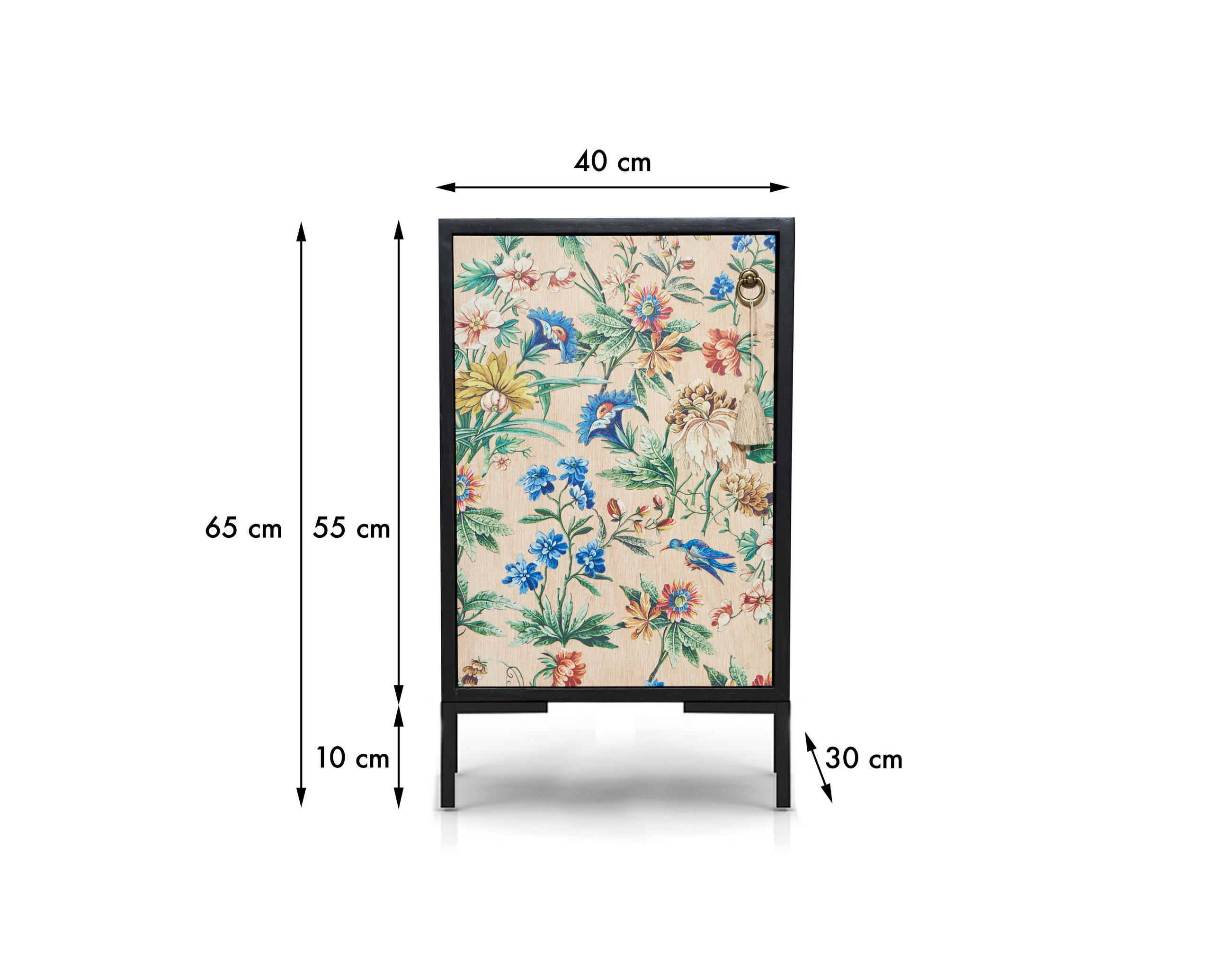 NACHTTISCH aus MDF mit floralem Druck AMAZONIA - Multicolor/Schwarz, Holzwerkstoff (30/65/40cm) - RNT By Really Nice Things