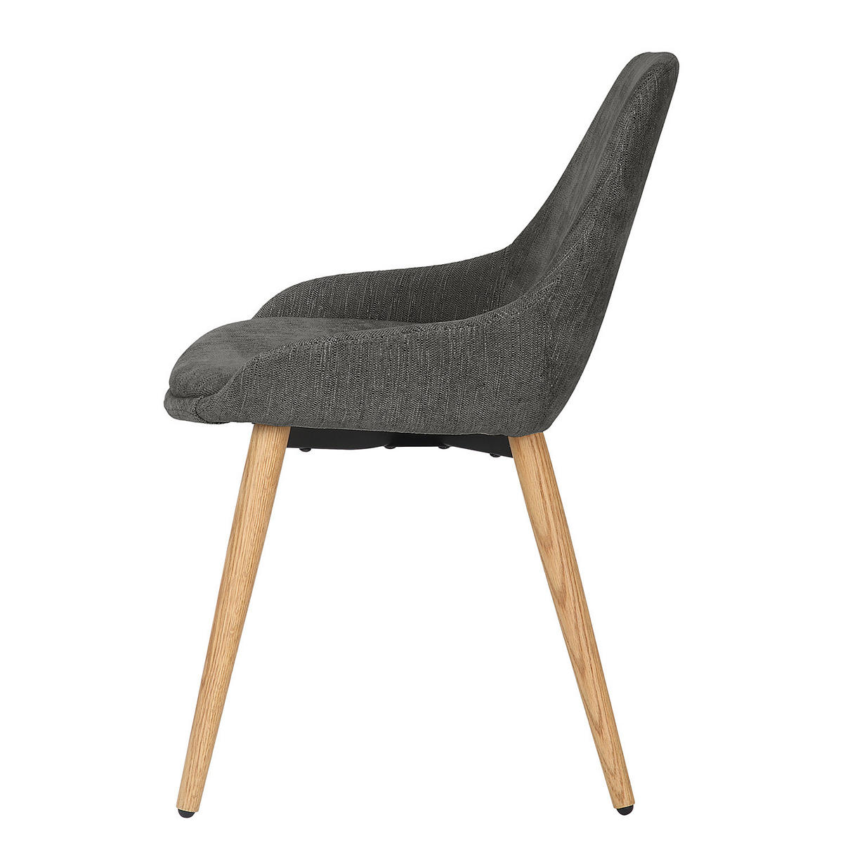 POLSTERSTUHL - 2er-Set - Webstoff / Eiche massiv - Dunkelgrau, Eichenholz/Holz (53/83/54cm) - home24