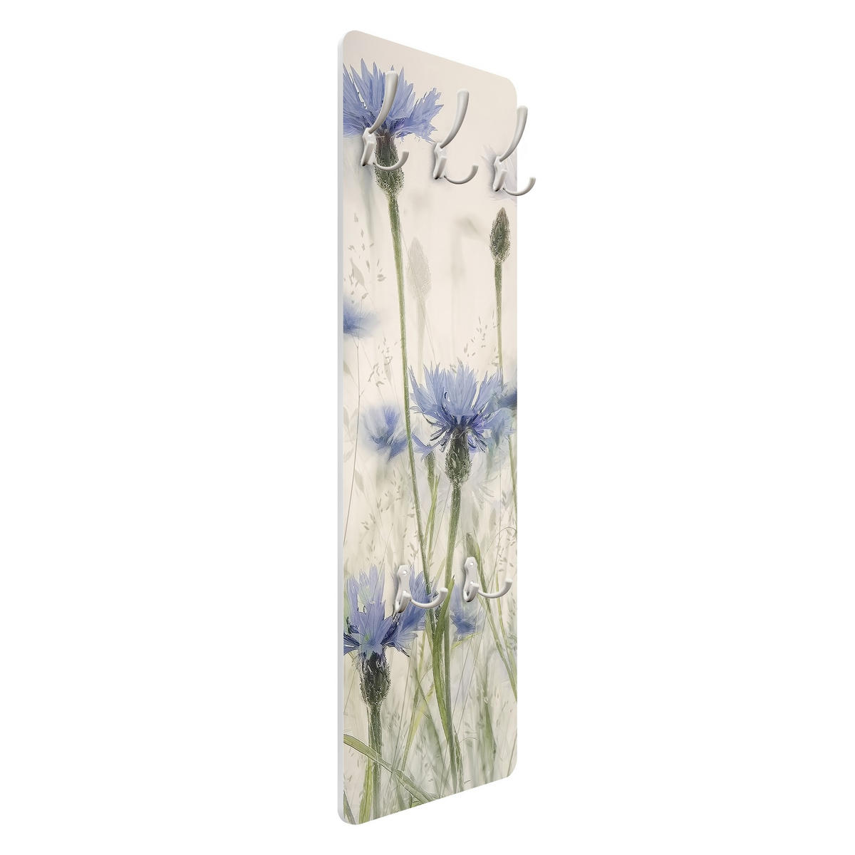 WANDGARDEROBE - Kornblumen und Gräser im Feld 34/105 cm - Violett, Holzwerkstoff (34/105/1.6cm) - Bilderwelten