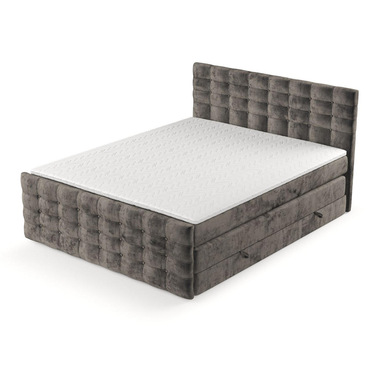 BOXSPRINGBETT Blend Dunkebraun 120/200 cm mit Matratze und Topper - Dunkelbraun/Schwarz, Holz/Holzwerkstoff (120/200cm) - Maison de Reve