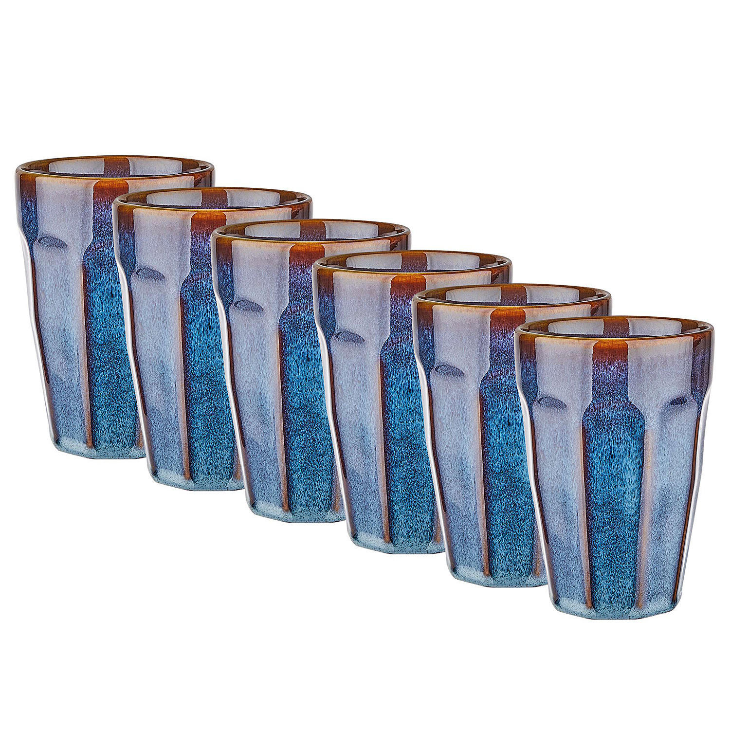 LATTE-MACCHIATO-TASSE (6er Set) Bergamo - Blau, Keramik (0.33L) - BUTLERS