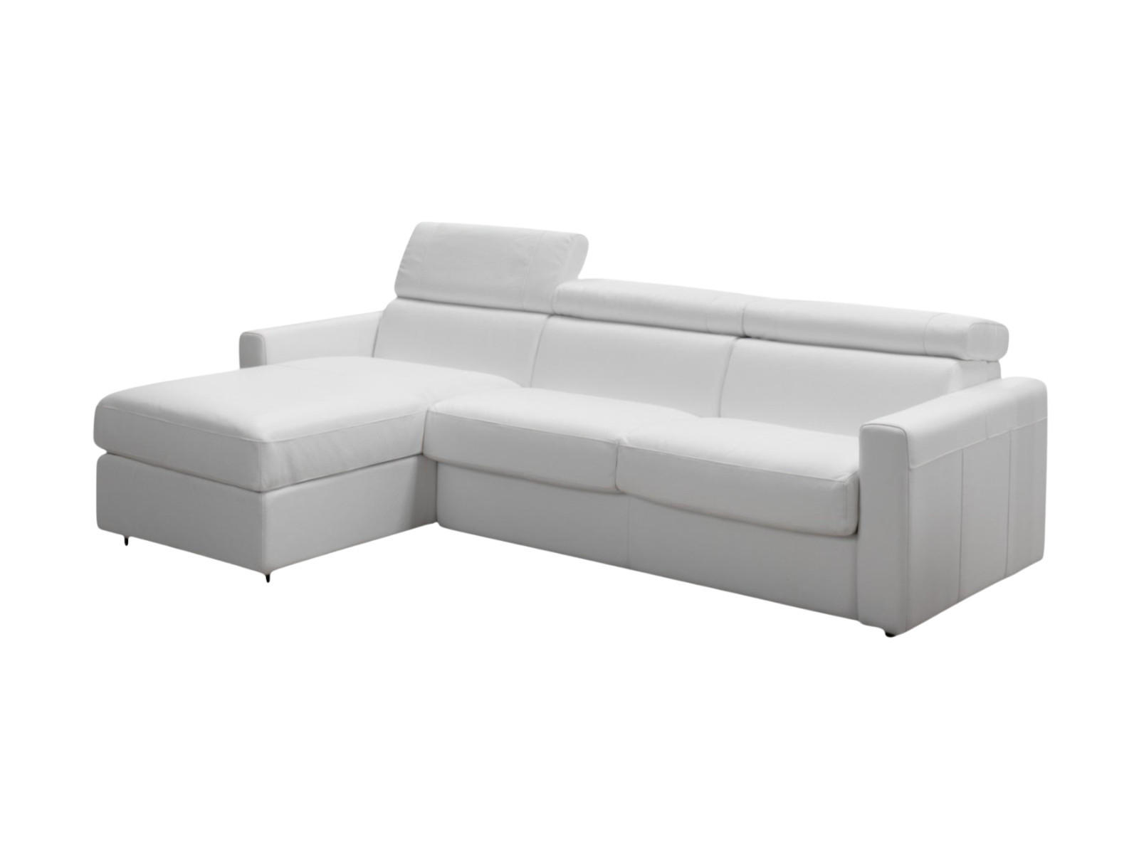 ECKSOFA Morris Echtleder mit Bettfunktion Weiß - Weiß, Leder/Metall (170/223cm)