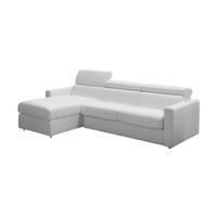 ECKSOFA Morris Echtleder mit Bettfunktion Weiß - Weiß, Leder/Metall (170/223cm)