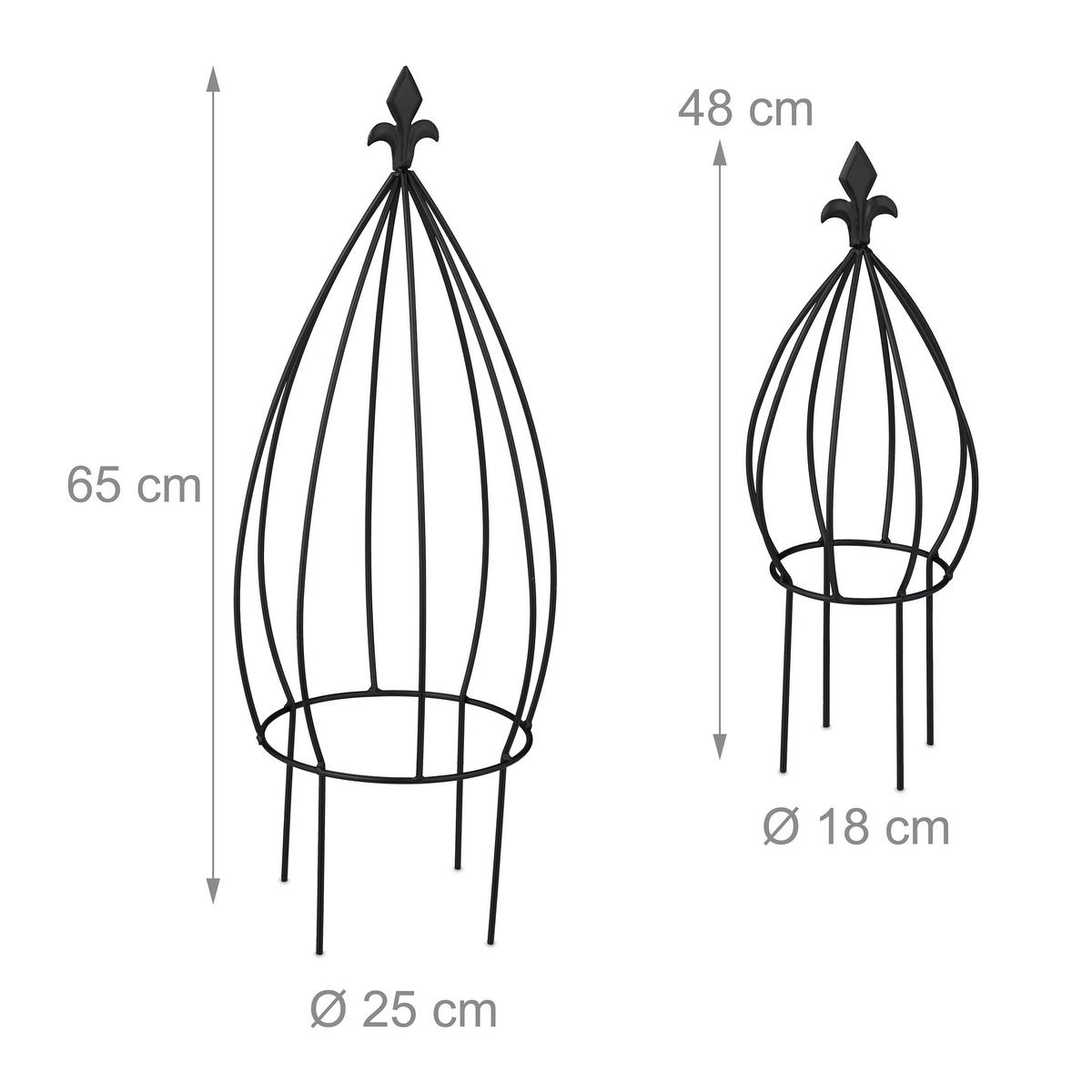 2-tlg.RANKHILFE-SET - Schwarz, Metall (25/65/25cm) - Relaxdays