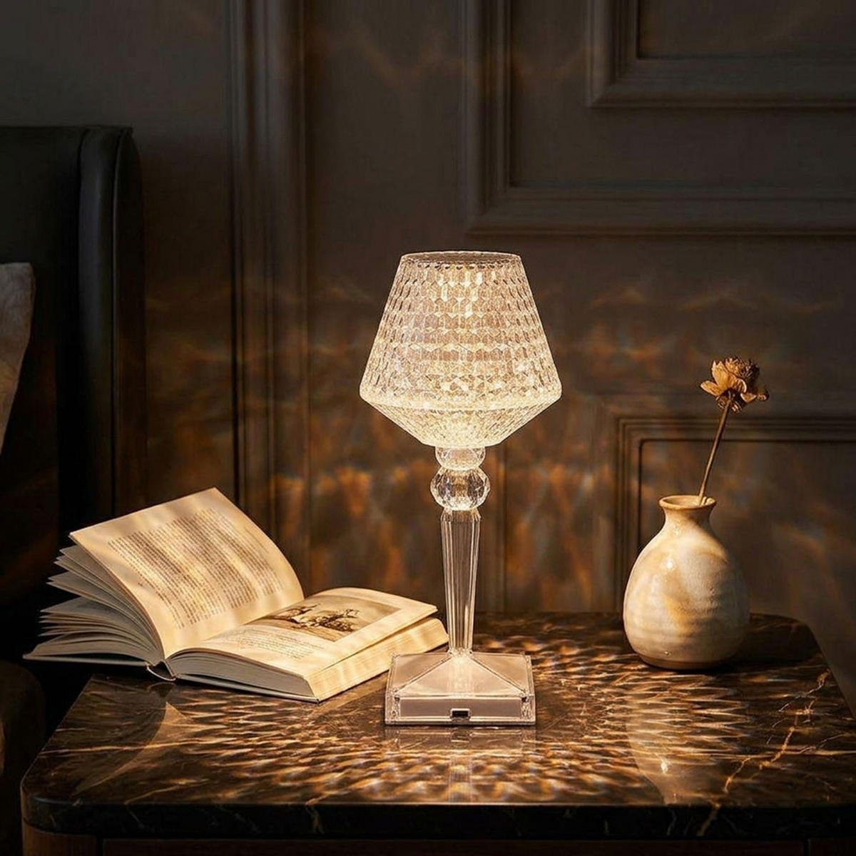 LED TISCHLEUCHTE Kunststoff Kristalloptik Klar 2er Set - Klar, Kunststoff (12/12/26cm) - Globo Lighting