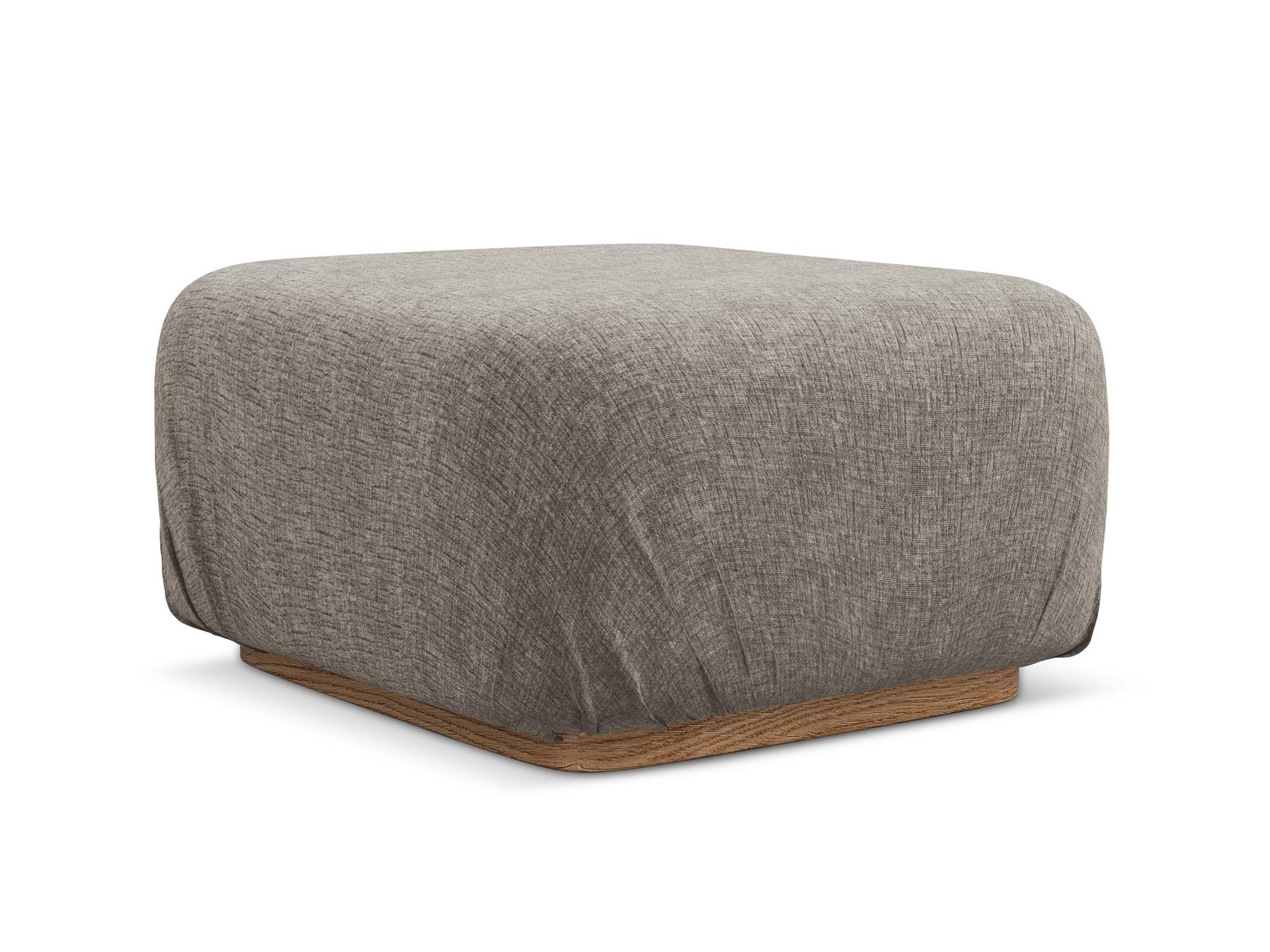 POUF Chenille Stoff Grau - Taupe/Braun, Holz/Textil (83/95/41cm) - Makamii