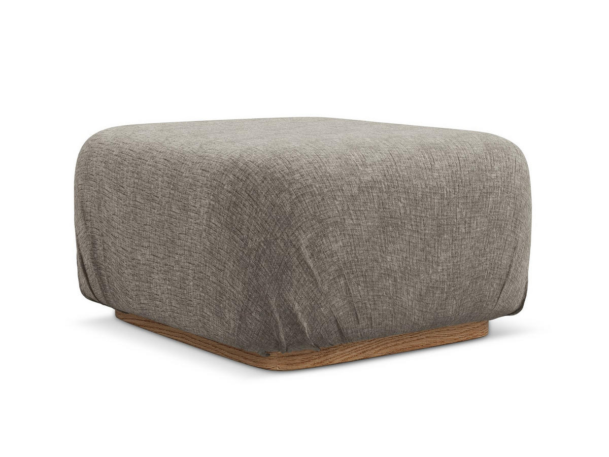 POUF Chenille Stoff Grau - Taupe/Braun, Holz/Textil (83/95/41cm) - Makamii