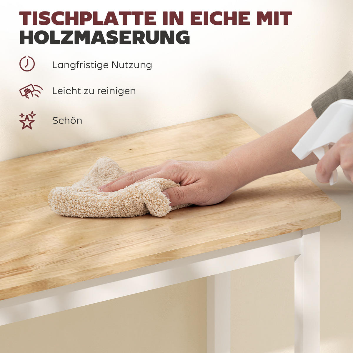 BARTISCH Stehtisch mit Holzoptik, Küchentisch aus Massivholz für Wohnzimmer - Eichefarben/Weiß, Holz (108/48/91cm) - HOMCOM