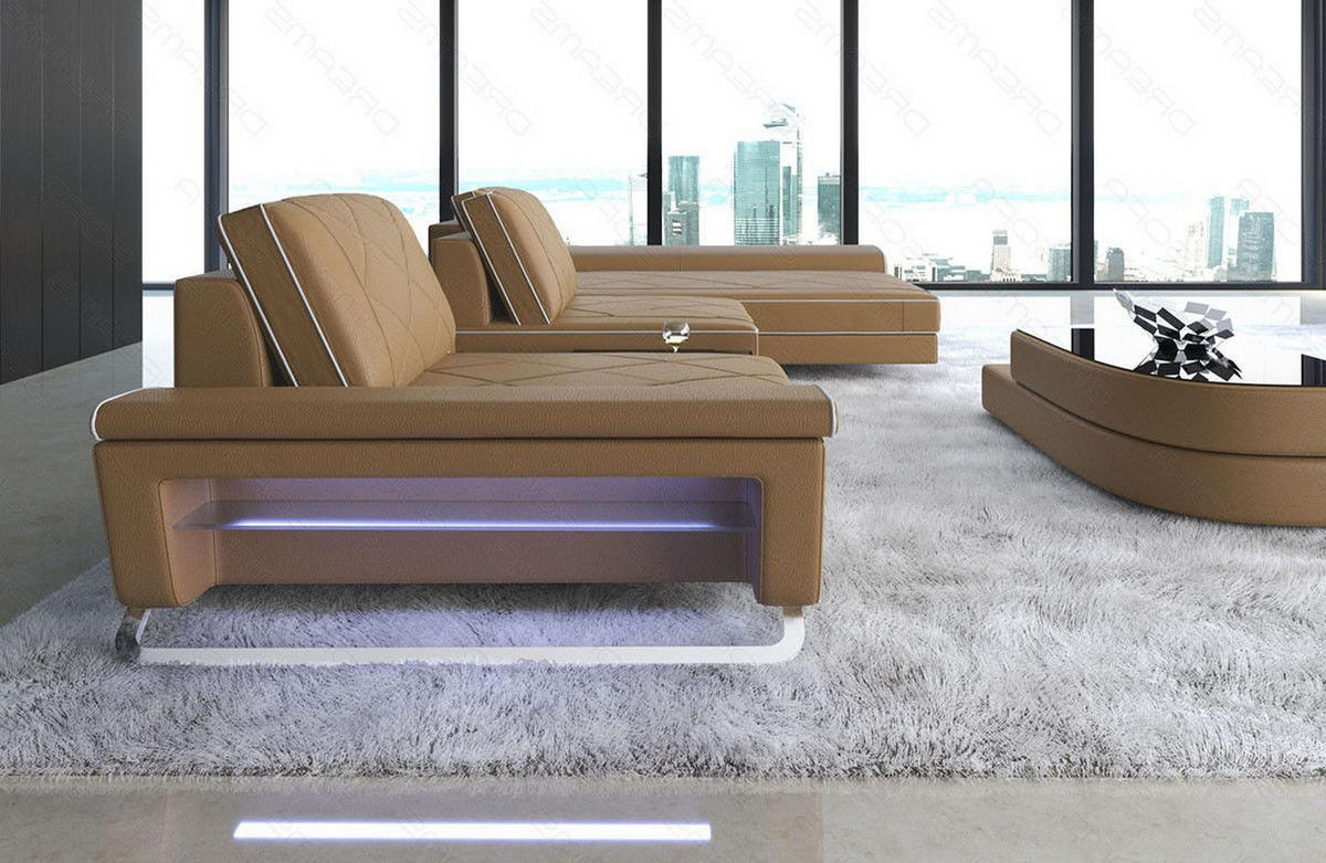 LEDERSOFA Bari L - Beige, Leder (369/197cm) - Sofa Dreams