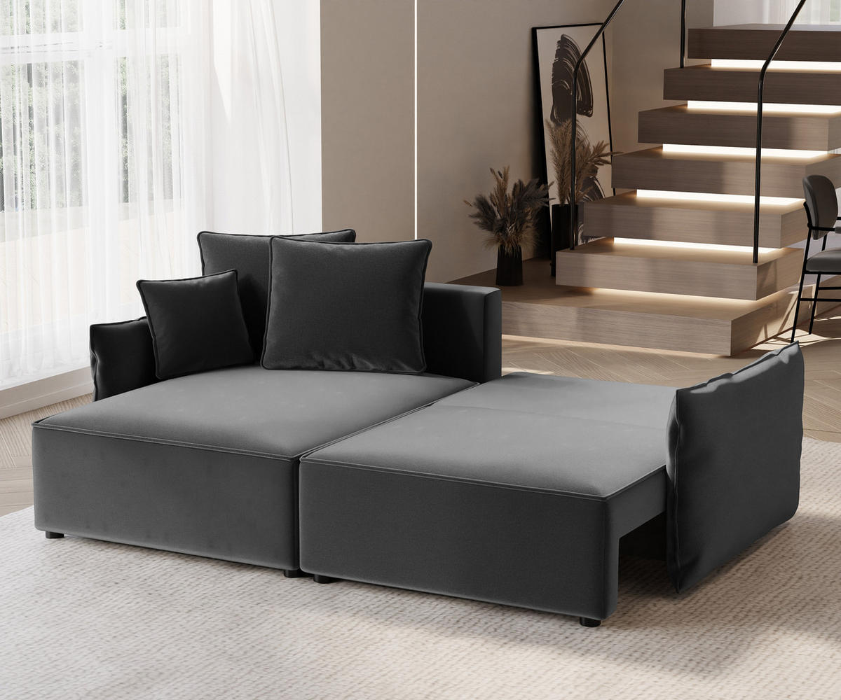 ECKSOFA LEON mit Schlaffunktion und Bettkasten Dunkelgrau - Dunkelgrau, Holzwerkstoff/Kunststoff (250/160cm) - Idohome