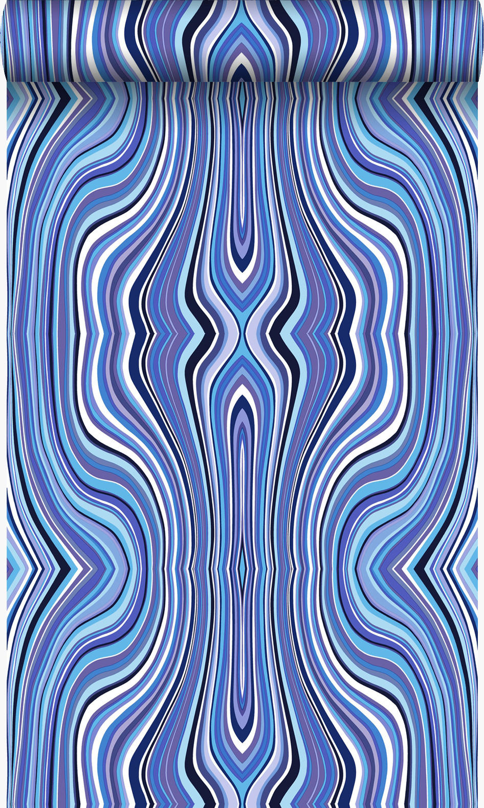 TAPETE grafische Linien 53 cm x 10.05 m - Blau, Papier (53/1000cm) - Origin Wallcoverings