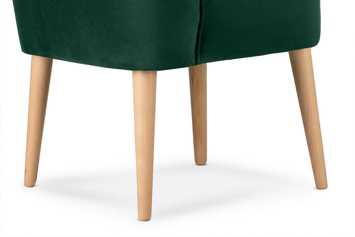 COCKTAILSESSEL DUCO auf hohen Beinen, Dunkelgrün/Buche - Dunkelgrün/Buchefarben, Holz/Textil (63/89/65cm) - KONSIMO®
