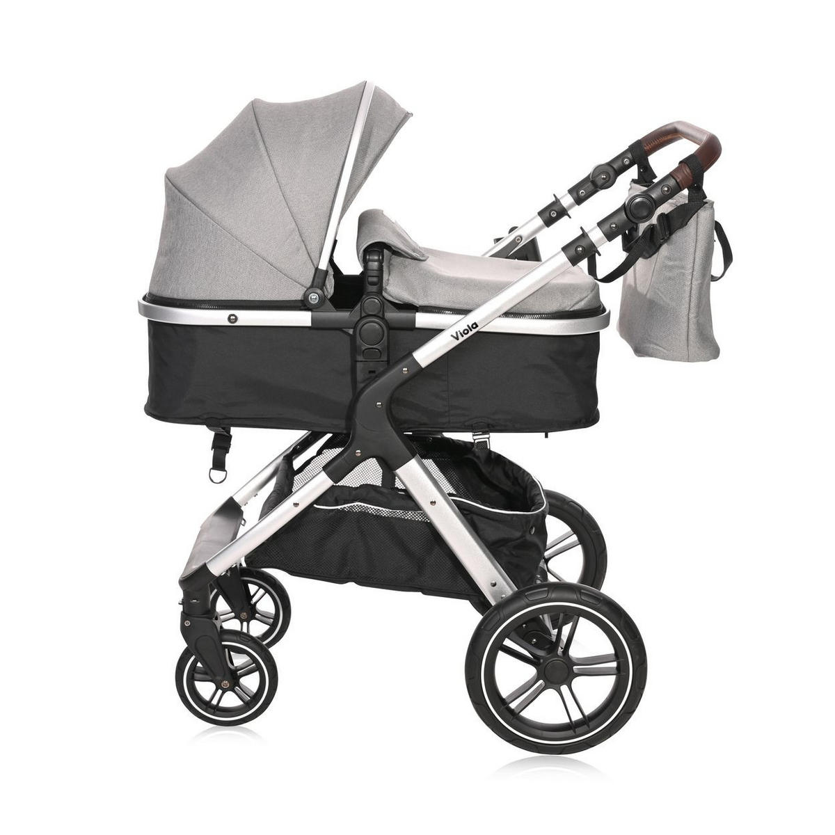 KINDERWAGEN 2 in 1 Viola grau mit Adaptern, umbaubarer Sportsitz, bis 22 kg - Grau, Metall (96/59/112cm) - Lorelli
