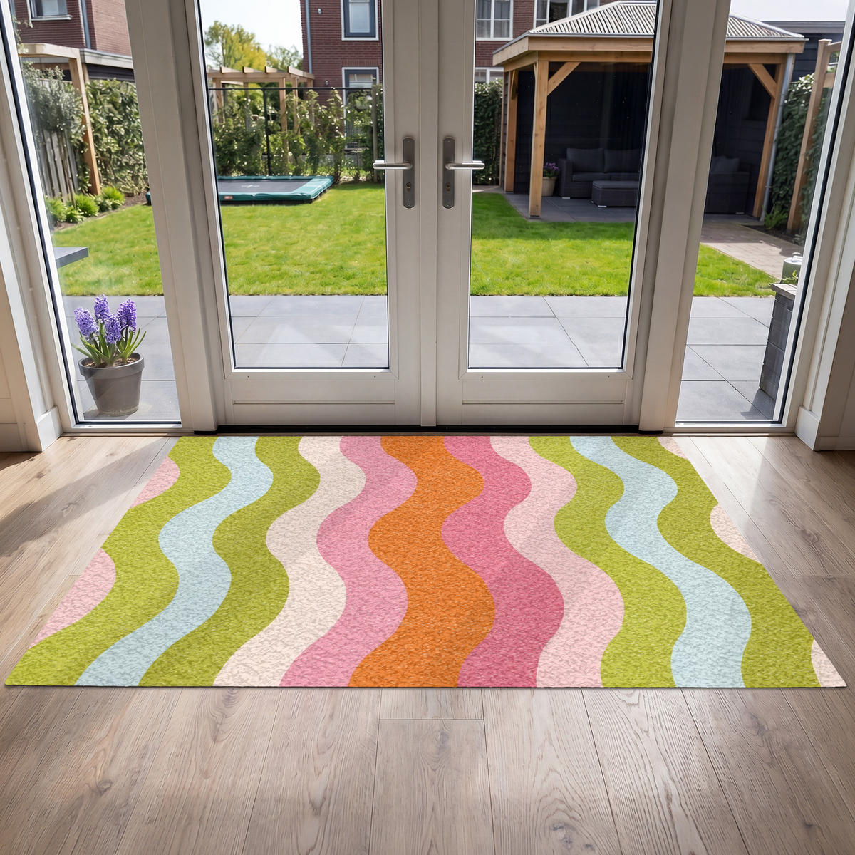 FUSSMATTE Bahnen - Wellen - Bunt - Vertikal Fußabtreter 180x120 cm - Multicolor, Kunststoff (180/120cm) - MuchoWow