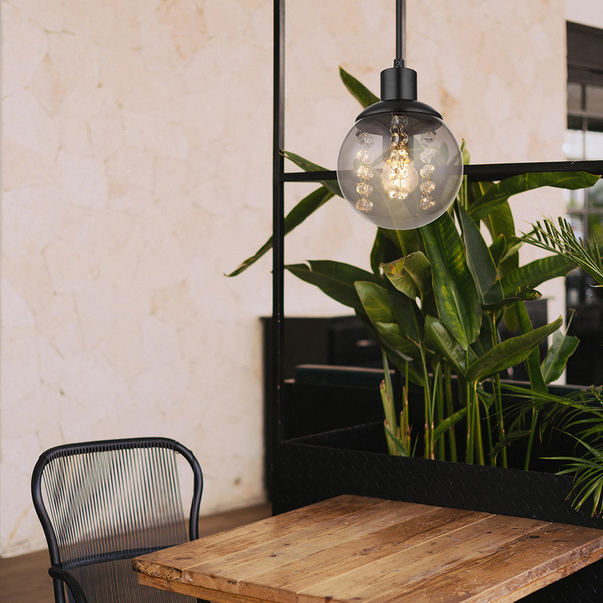 HÄNGELEUCHTE Richard Glas Schwarz 2er Set - Schwarz, Glas (15/15/150cm) - Globo Lighting