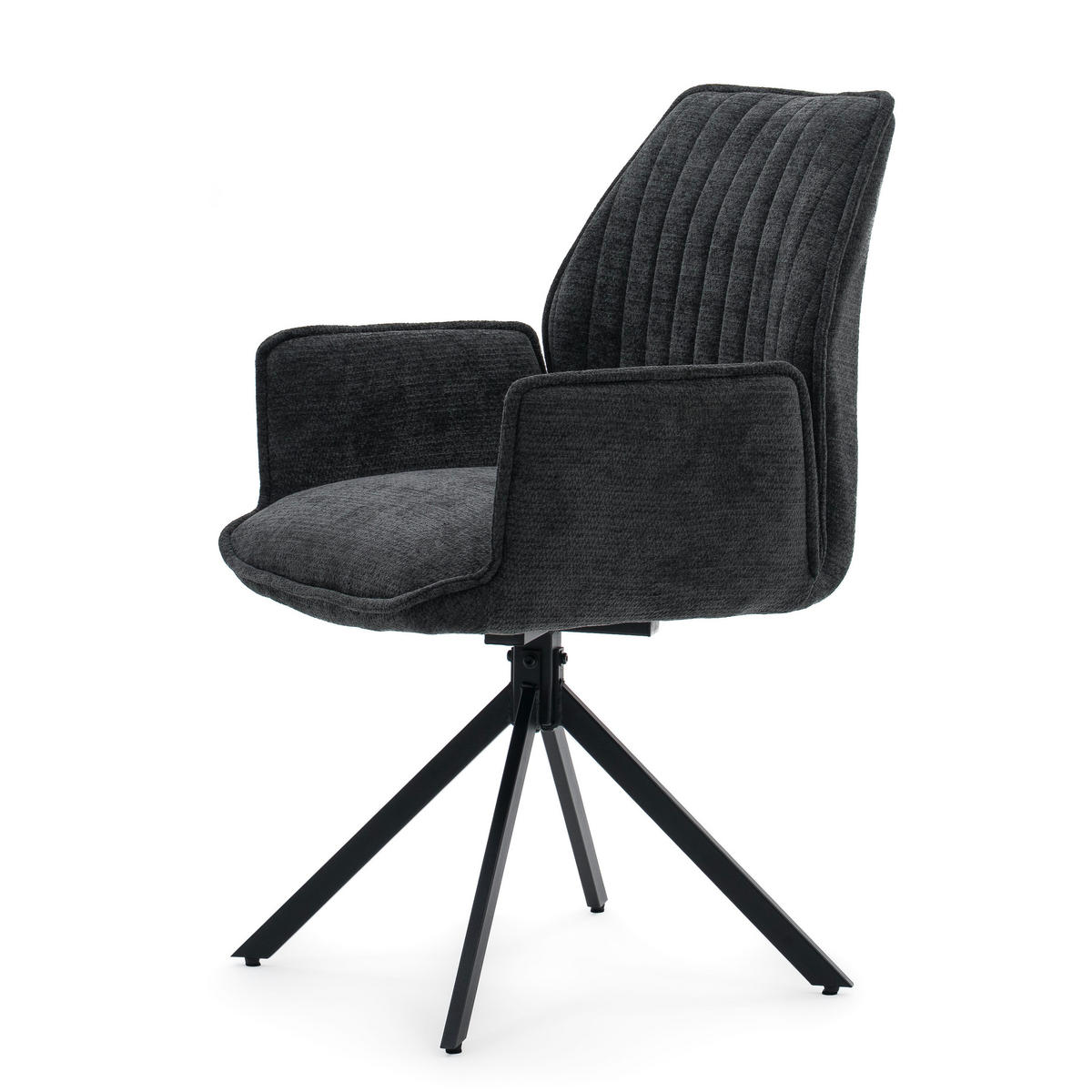 STUHL MERANO drehbar gepolsterter mit Steppung - graphit - Chenille - Dunkelgrau/Schwarz, Textil/Metall (58/90/61cm) - NEW HOME