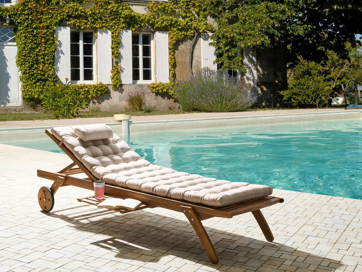 LIEGENAUFLAGE Hellbeige 56/192 cm Cesana Premium - Beige, Textil (192/5/56cm) - Beliani