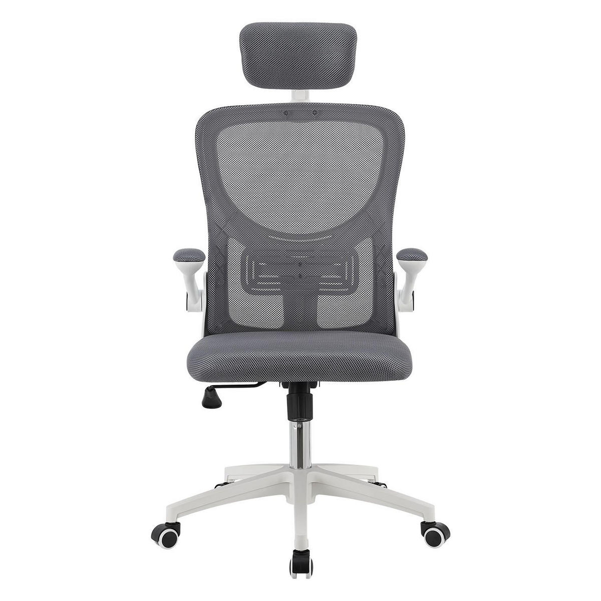 BÜROSTUHL Baltimore Weiß Grau - Grau, Kunststoff (59/123/60cm) - Juskys