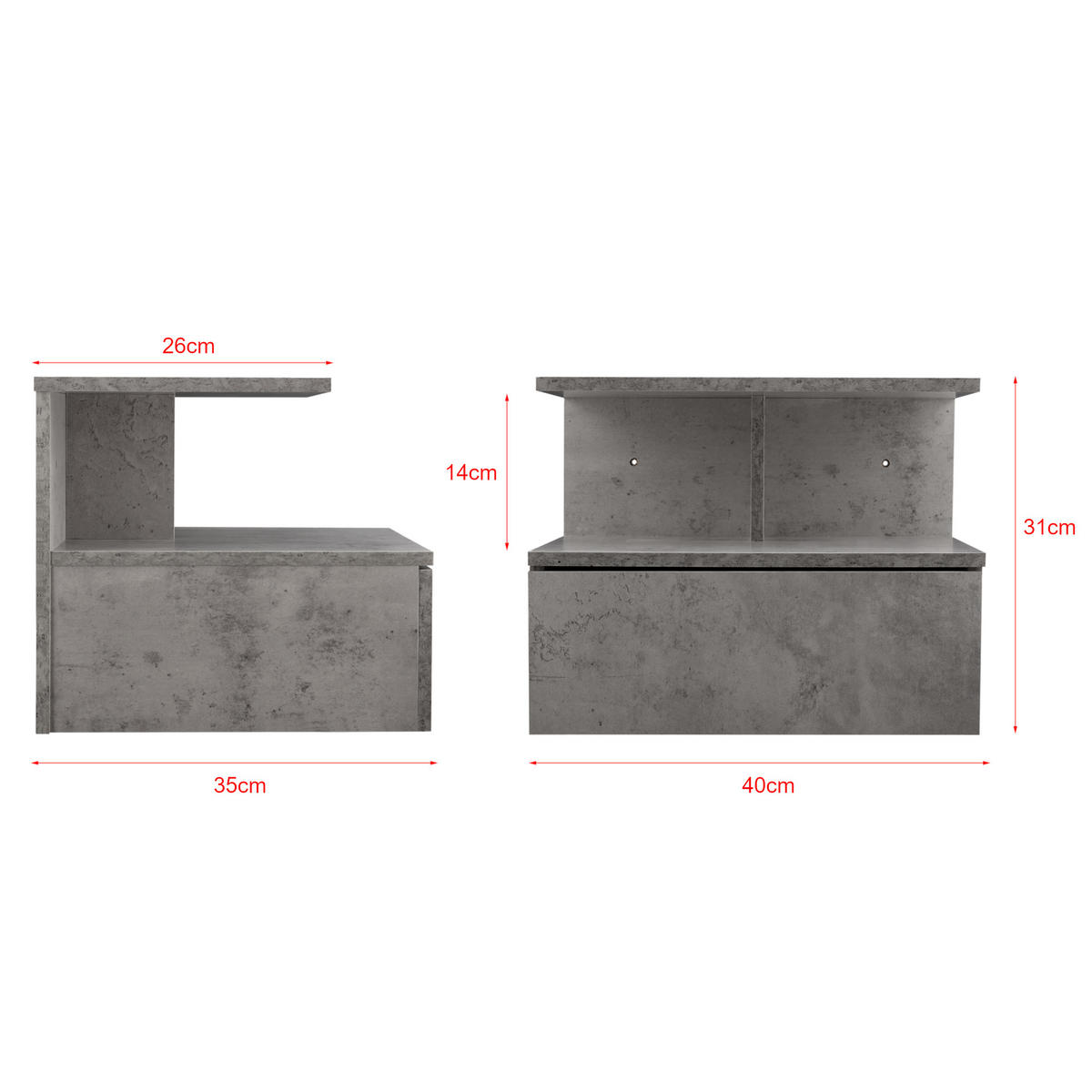 WANDSCHRANK Amberg - Grau, Holzwerkstoff (40/31/35cm) - [en.casa]
